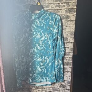 Blue Patterned Long Sleeve Rain Resistent Shirt